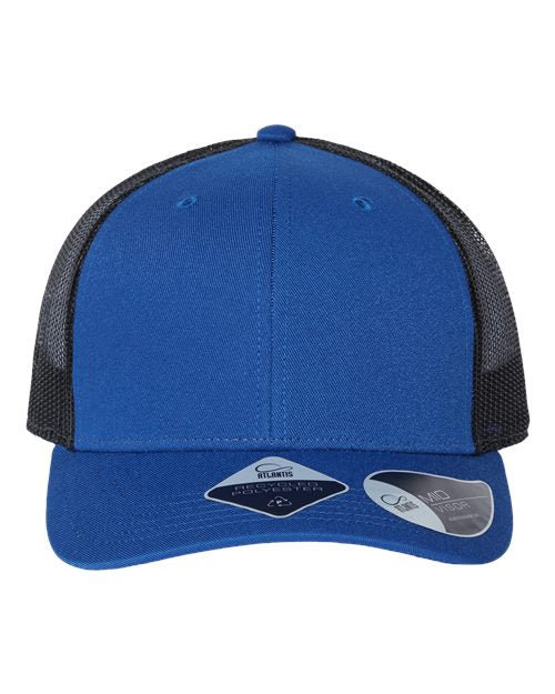 Atlantis Headwear Sustainable Trucker Cap - Royal/ Black Front