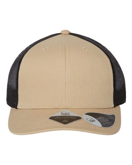 Atlantis Headwear Sustainable Trucker Cap - Khaki/ Black Front