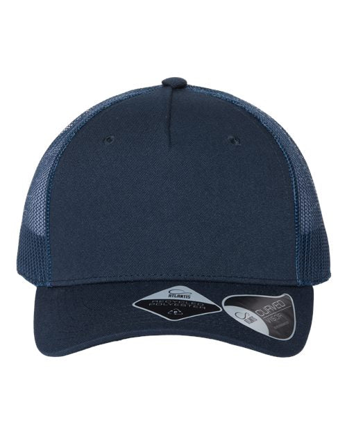 Atlantis Headwear Sustainable Five-Panel Trucker Cap - Navy/ Navy Front