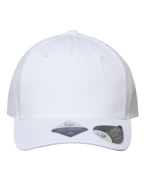 Atlantis Headwear Sustainable Five-Panel Trucker Cap - White/ White Front