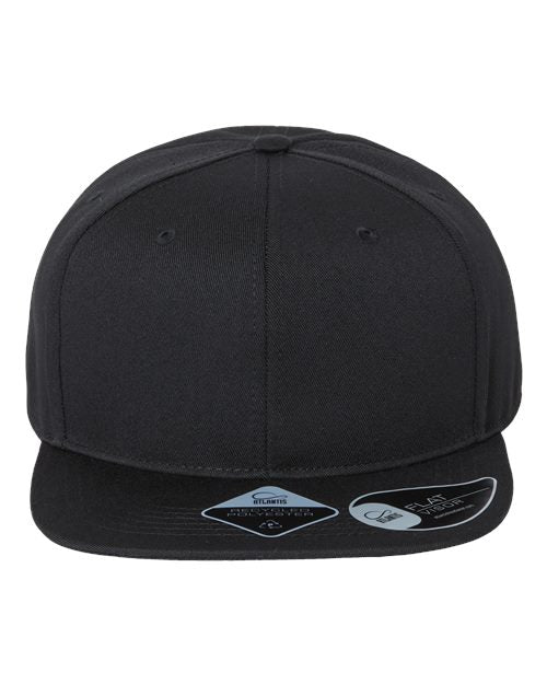 Atlantis Headwear Sustainable Flat Bill Cap - Black Front