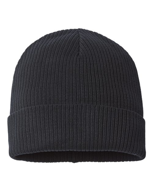 Sustainable Cuffed Beanie - Black Front