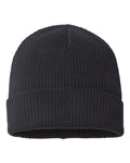 Sustainable Cuffed Beanie - Black Front
