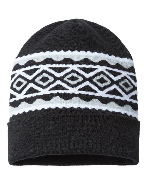 CAP AMERICA USA- Made Diamond Cuffed Beanie - Back