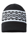 CAP AMERICA USA- Made Diamond Cuffed Beanie - Black/ Silver Front