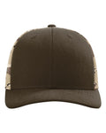 Richardson Printed Mesh Trucker Cap - Brown/ Desert Camo Front