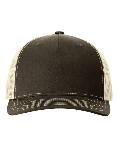 Richardson Five-Panel Trucker Cap - Chocolate Chip/ Birch Front