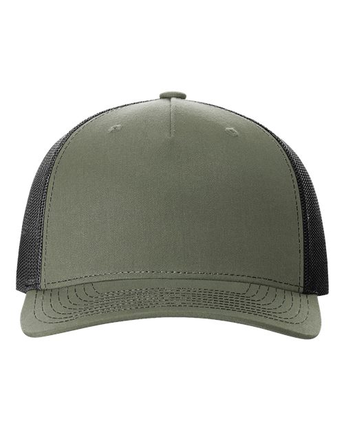 Richardson Five-Panel Trucker Cap - Loden Green/ Black Front