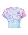 Colortone Women's Tie-Dyed Crop T-Shirt - Cotton Candy Front