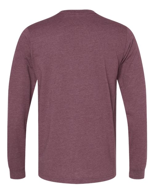 Heather CVC Long Sleeve Tee - Heather Maroon Back