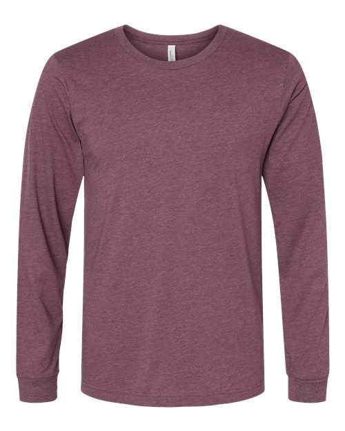 Heather CVC Long Sleeve Tee - Heather Maroon Front
