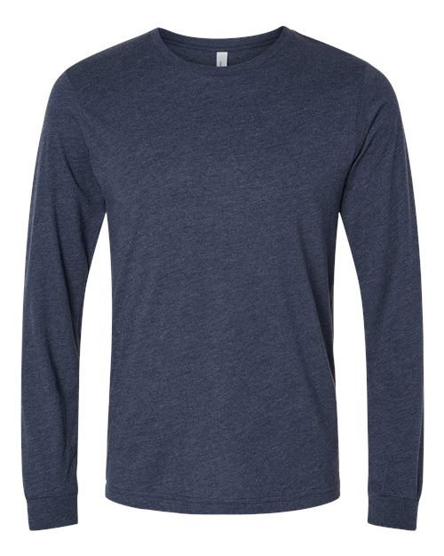 Heather CVC Long Sleeve Tee - Heather Midnight Navy Front