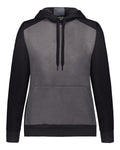 Augusta Sportswear Women's Eco Revive™ Three-Season Triblend Fleece Hooded Sweatshirt - Carbon Heather/ Black Front