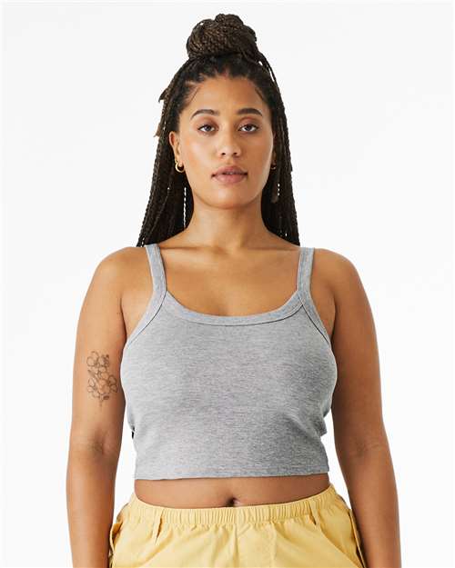 BELLA + CANVAS Women's Micro Rib Spaghetti Strap Tank - Model Front