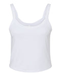Women's Micro Rib Spaghetti Strap Tank - Solid White Blend Front