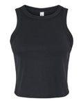 Women's Micro Rib Racer Tank - Solid Black Blend Front