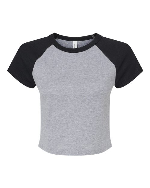 BELLA + CANVAS Women's Micro Rib Raglan Baby Tee - Athletic Heather/ Black Front