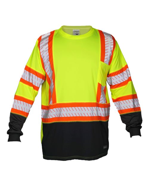 Kishigo Unisex DOT Class 3 Long Sleeve T-Shirt - Lime Front