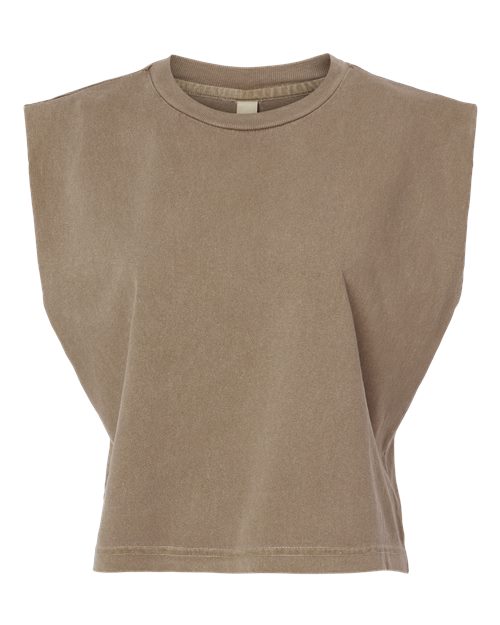 Women's Garment-Dyed Heavyweight Muscle Tee - Faded Brown Front