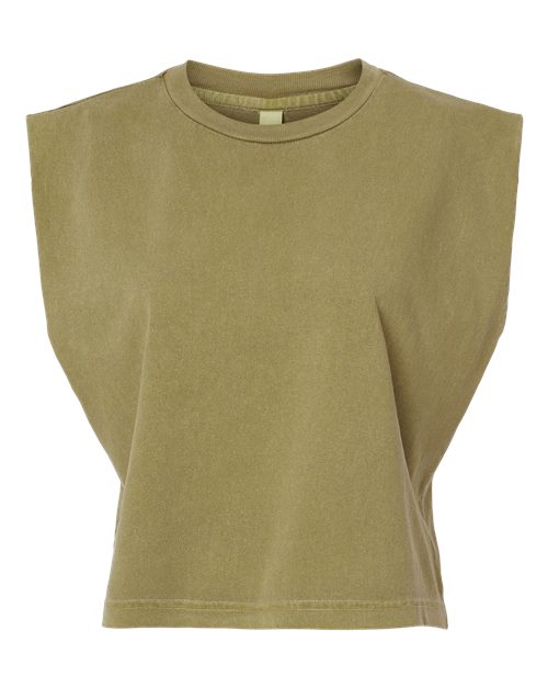 Women's Garment-Dyed Heavyweight Muscle Tee - Faded Army Front