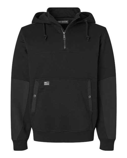 DRI DUCK Men's Mission Quarter-Zip Hooded Pullover - Black Front