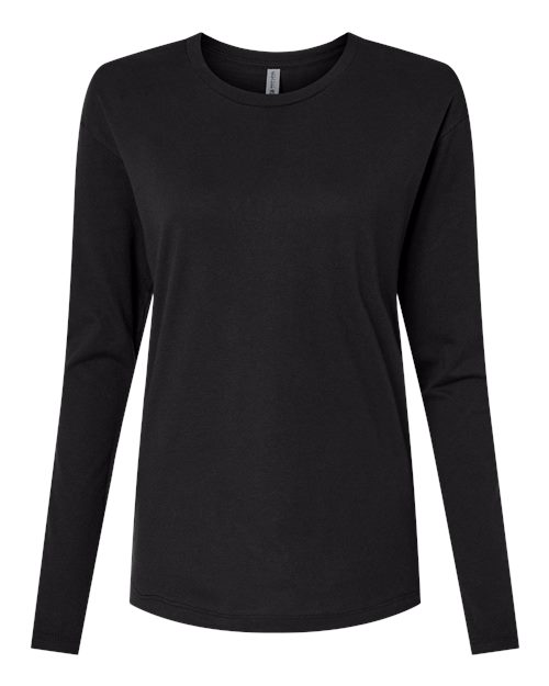 Next Level Women's Cotton Relaxed Long Sleeve Tee - Black Front