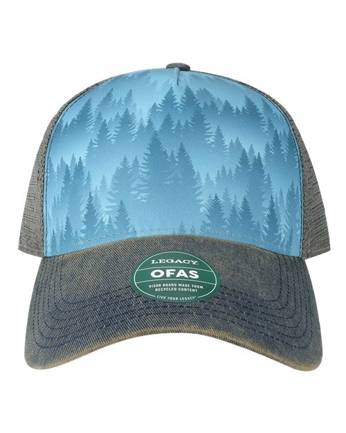 LEGACY Old Favorite Five-Panel Trucker Cap - Blue Pines Front