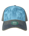 LEGACY Old Favorite Five-Panel Trucker Cap - Blue Pines Front
