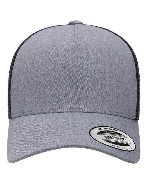Five-Panel Retro Trucker Cap - Heather/ Black Front