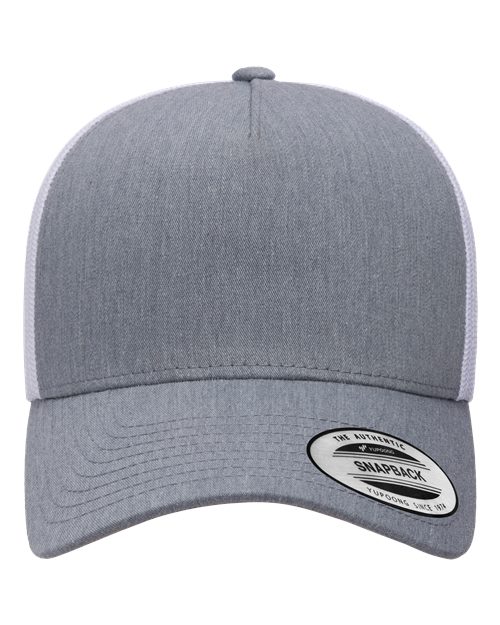 Five-Panel Retro Trucker Cap - Heather/ White Front