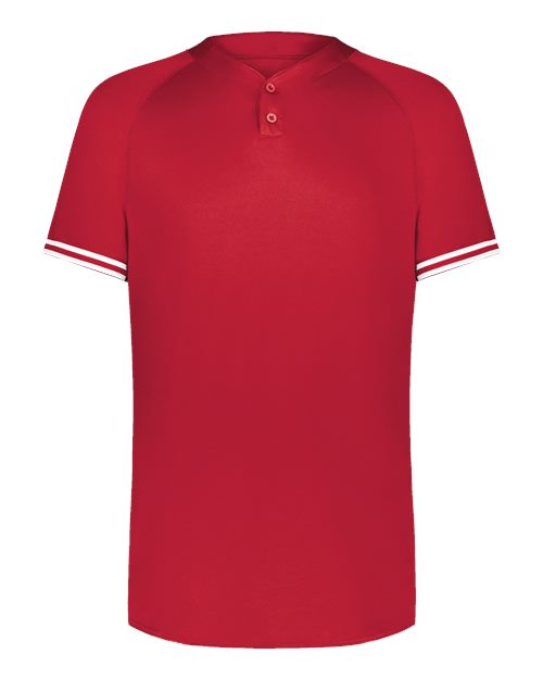 Augusta Sportswear Men's Cutter Henley Jersey - Scarlet/ White Front