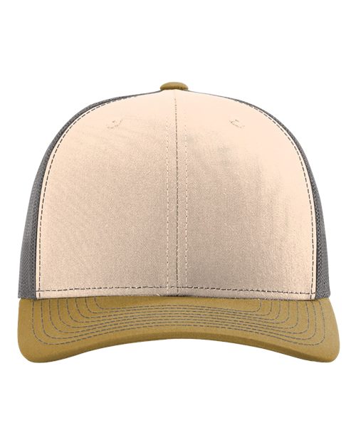 Richardson Snapback Trucker Cap - Mink Beige/ Charcoal/ Amber Gold Front
