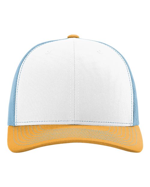 Richardson Snapback Trucker Cap - White/ Columbia Blue/ Yellow Front