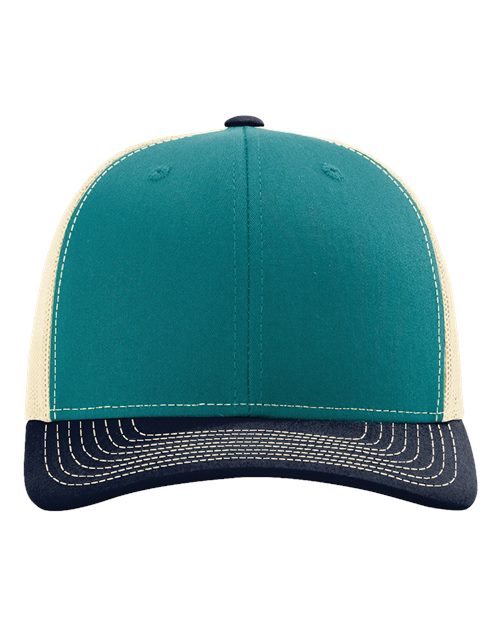 Richardson Snapback Trucker Cap - Blue Teal/ Birch/ Navy Front