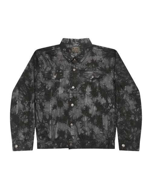 Colortone Unisex Tie-Dyed Denim Jacket - Black Crinkle Front