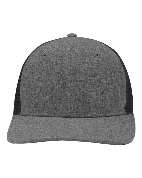 Sportsman Modern Six-Panel Trucker Fit Cap - Black Heather/ Black Front