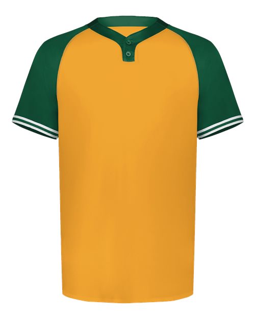 Augusta Sportswear Men's Cutter Henley Jersey - Gold/ Dark Green Front