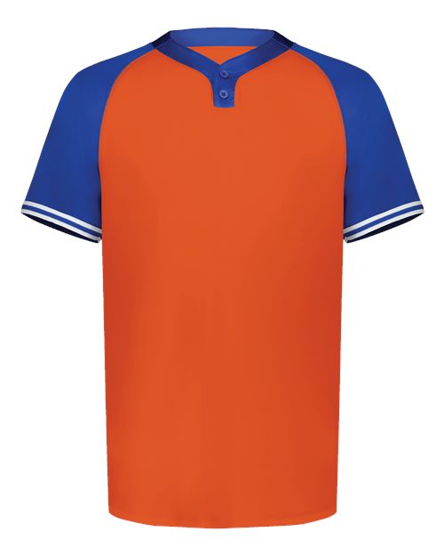 Augusta Sportswear Men's Cutter Henley Jersey - Orange/ Royal Front