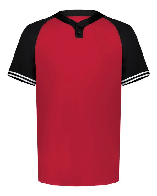 Augusta Sportswear Men's Cutter Henley Jersey - Scarlet/ Black Front