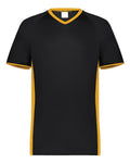 Augusta Sportswear Men's Cutter V-Neck Jersey - Black/ Gold Front