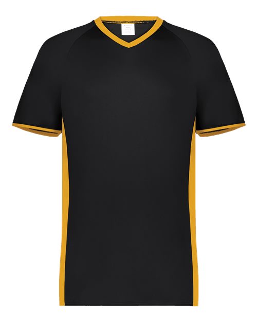 Augusta Sportswear Men's Cutter V-Neck Jersey - Black/ Gold Front