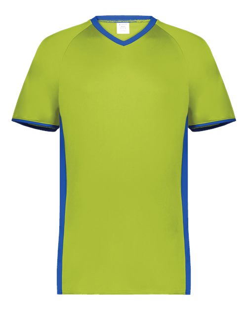Augusta Sportswear Men's Cutter V-Neck Jersey - Lime/ Royal Front