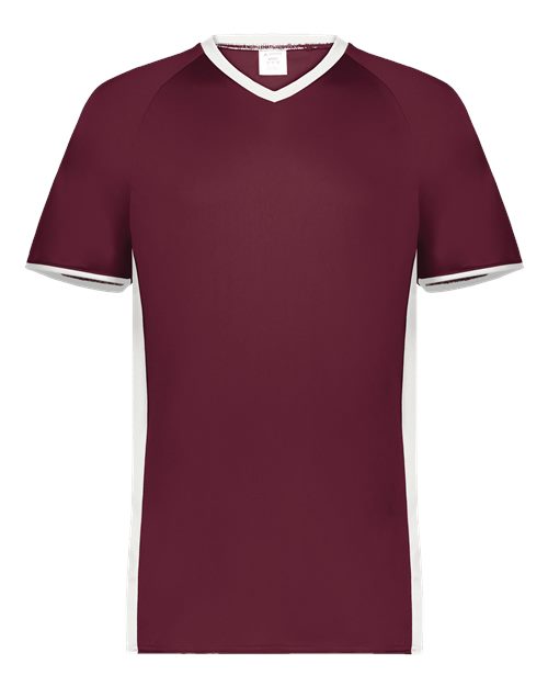 Augusta Sportswear Men's Cutter V-Neck Jersey - Maroon/ White Front