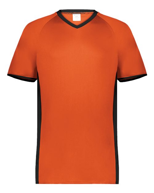 Augusta Sportswear Men's Cutter V-Neck Jersey - Orange/ Black Front