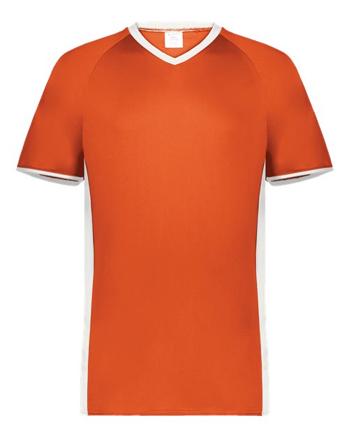 Augusta Sportswear Men's Cutter V-Neck Jersey - Orange/ White Front