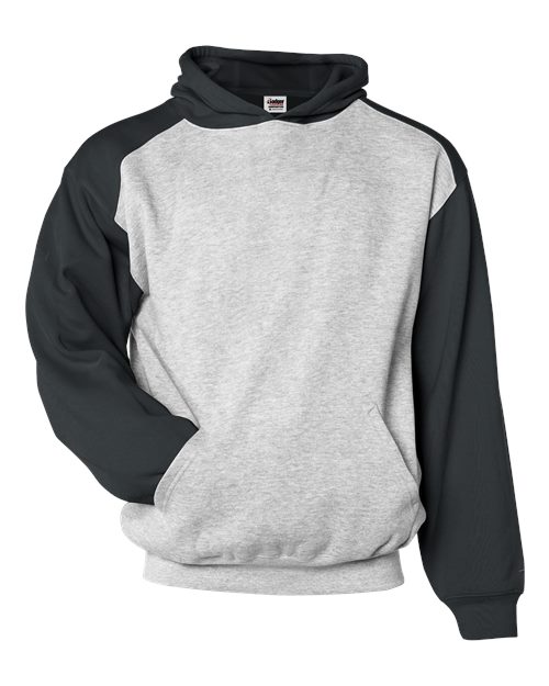 Badger Youth Sport Athletic Fleece Hooded Sweatshirt - Oxford/ Black Front