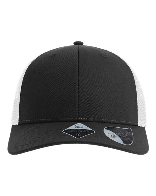 Atlantis Headwear Sustainable Trucker Cap - Black/ White Front