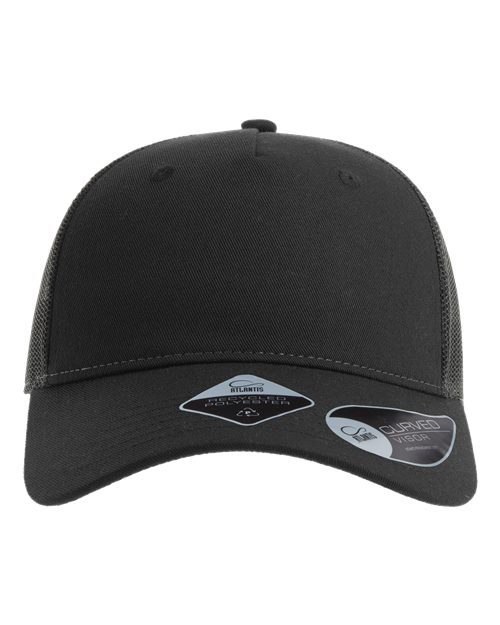 Atlantis Headwear Sustainable Five-Panel Trucker Cap - Black/ Dark Grey Front