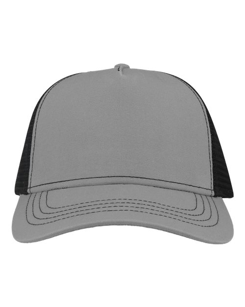 Atlantis Headwear Sustainable Canvas Cap - Grey/ Black Front