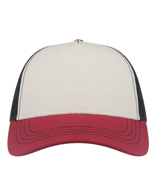 Atlantis Headwear Sustainable Canvas Cap - White/ Burgundy/ Black Front